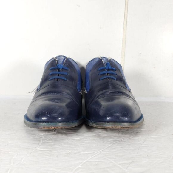 John Fluevog Women's City Angels Istanbul US7,5 Blue Leather Fluttered Oxfords - Picture 4 of 14